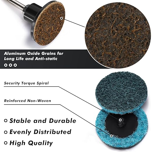 Macarrie 150 Pcs 2 Inch Surface Conditioning Sanding Discs Quick Change Fine Medium Coarse Sanding Pads Die Grinder Accessories for Surface Strip Grind Polish Burr Finish(Aluminum Oxide)