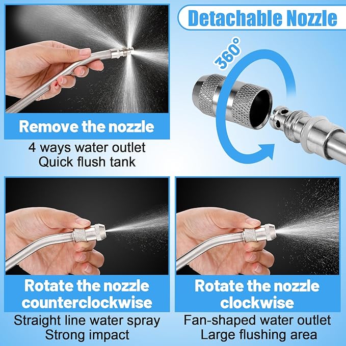 PAMASE 4Pcs RV Water Heater Anode Rod and Flush Wand Set- 9.25"L x 3/4" NPT Thread Magnesium Rod for Suburban and Mor-Flo, Camper Hot Water Tank Element Parts & Cleaning Rinser & Seal Tape…