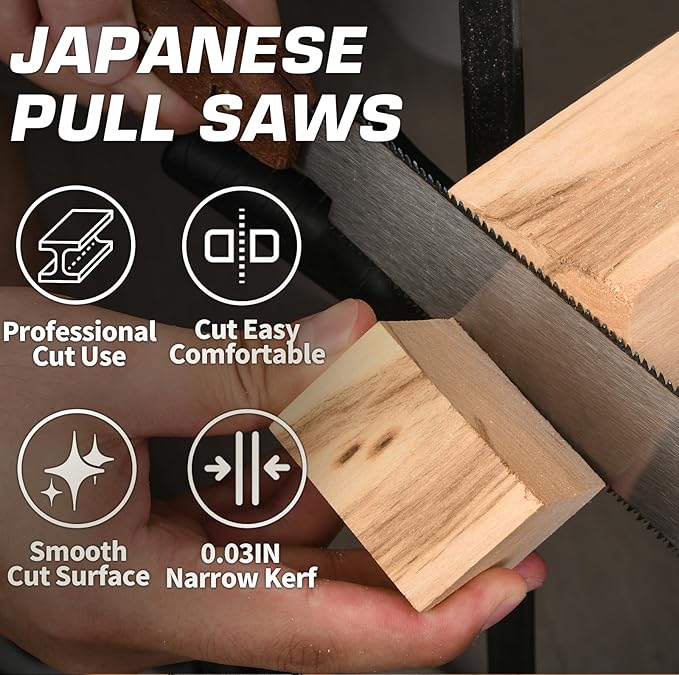Japanese Hand Pull Saw, 7 In Ryoba Double Edge Saw of 12/18 TPI Professional Rip, Cross & Flush Cut to Help Carpenter for Achieve Soft Hard Woods Cutting Quickly Accurately Without Scratches