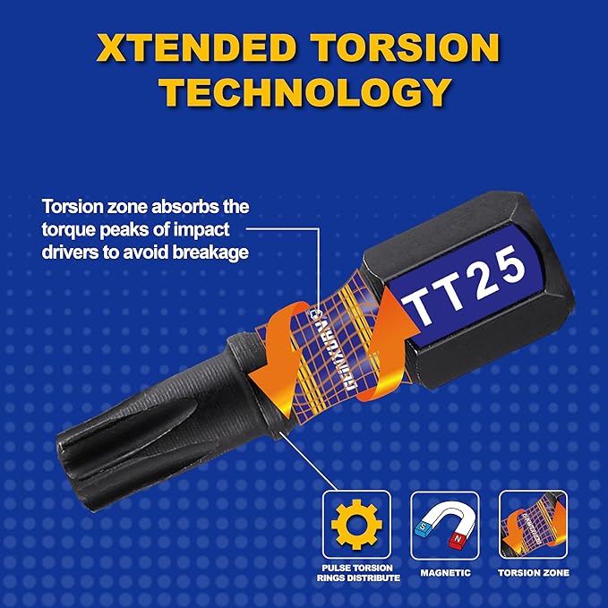 22 Pieces Multi Torx Screwdriver Bit Set,Impact Magnetic Security Torx Head Power Bit Tips, S2 Alloy Steel Star Tips with Storage Organizer