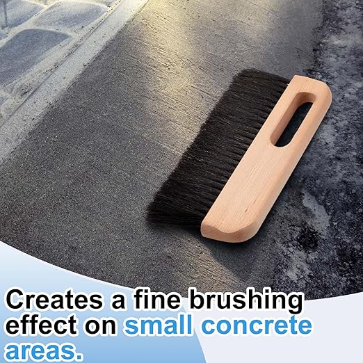 1 Pcs Concrete Brush Horsehair Bristles, 12 Inch Length Masonry Brush Wood Backed Concrete Broom, Black Horsehair Fibers