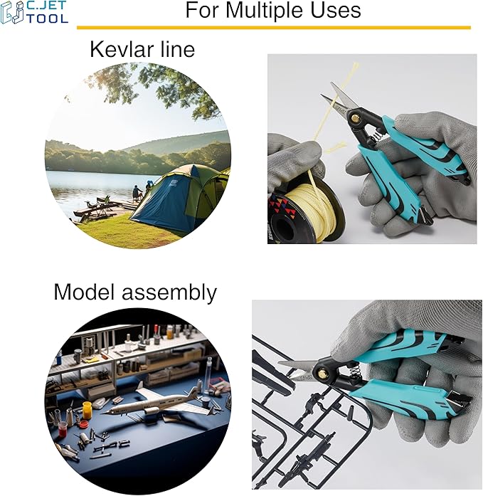 Precision Braided Fiber Optic Scissors, Wire Kevlar Cutter, Fiber Optic Tools for Optic Cable, Kevlar Fabric, Braided Fishing Line, Gardening, Carton Opening, Ergonomic Handle Design