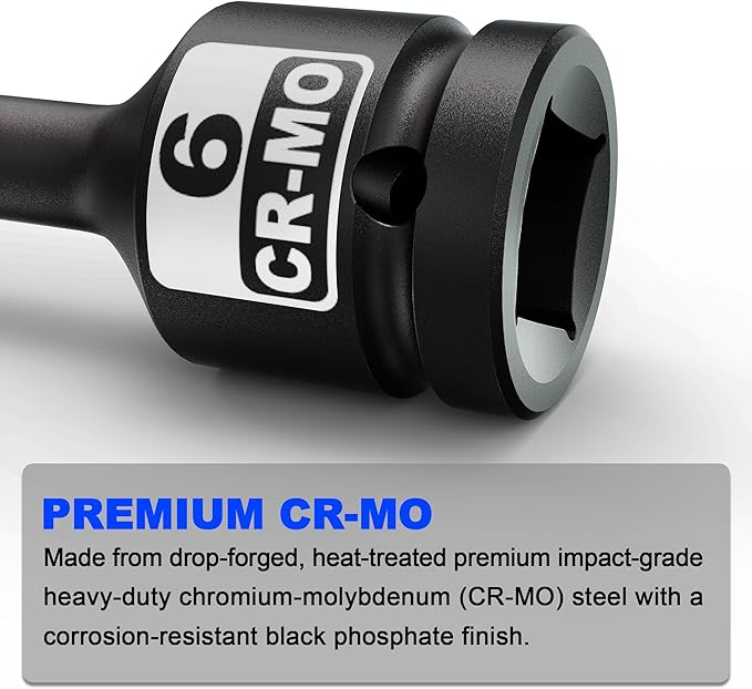 1/2" Drive 6 mm Hex Impact Bit Socket, H6 Allen Bit Socket, Metric, Cr-Mo Steel, Automotive Repair Industrial Maintenance and DIY Enthusiasts Alike