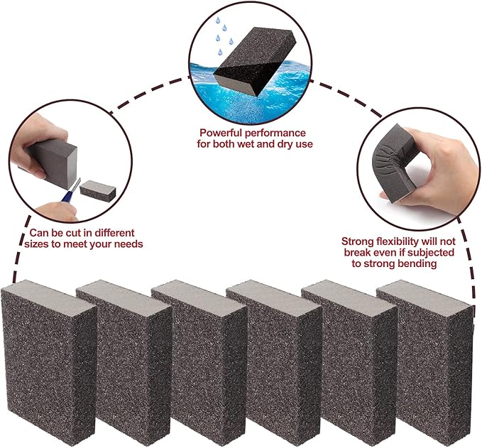 36 Grit Coarse Sanding Block - 12Pcs, Wet Dry Sanding Sponge Foam Sandpaper Block Washable & Reusable Sandpaper Sponge for Drywall Wood Plastic Metal Furniture