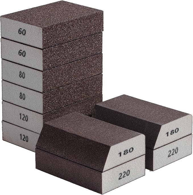 Bates- Sanding Sponge, 10pcs, 60/80/120/180/220 Grit Assortment, Washable and Reusable, Sandpaper Block Sander, Sanding Blocks for Wood, Sanding Pad, Drywall Sanding Block, Drywall Sanding Sponge