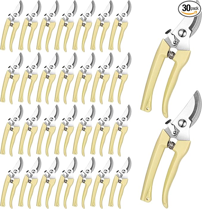 Chumia 30 Garden Flower Shears Pruning Scissors Heavy Duty Plant Scissors Trimming Garden Clippers Hand Tree Pruner for Yard Gardening Plants Hedge Flower Tree Cutting Secateurs (Beige)