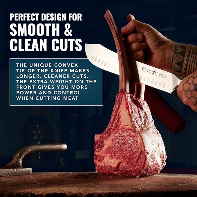 Cutluxe Butcher Knife ??10??Bullnose Carving Knife, Forged High Carbon German Steel ??Full Tang & Razor Sharp ??Ergonomic Handle Design, Grilling Gifts for Men ??Artisan Series