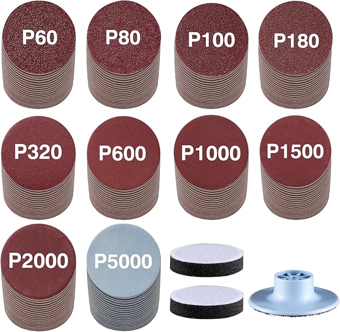 LET'S RESIN LRP-2393 4-in-1 Resin Sander Accessory Kit - 203pcs 3 Inch Hook & Loop Sandpapers, Sanding Disc & 2*Buffing Pads (60/80/100/180/320/600/1000/1500/2000/5000) for Resin Crafts