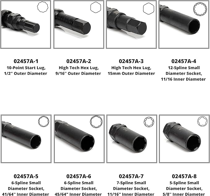Neiko 02457A Lug-Nut Key Set, Wheel-Lock Removal Tool Kit for Aftermarket and Factory Wheel Tire Keys, SAE and Metric Lug Sockets, 16 Pieces