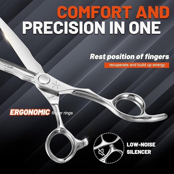 High-end Professional Extremely Very Sharp Barber Hair Cutting Scissors Hairdresser Shears For Hair 6.3 Inch Haircut Scissor Made Of Stainless Steel For Hairdressing Salon and Home Use