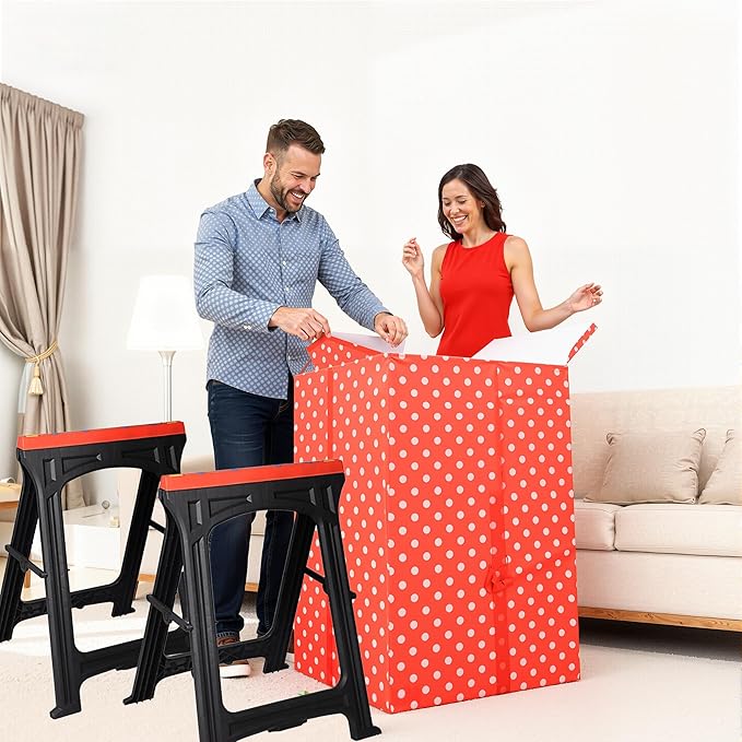 ZYJOYY Saw Horses 2 Pack Folding- 700LBS/Pair Capacity Heavy Duty Sawhorses, Weather-Resistant PP Folding Sawhorse Pack of 2, Portable Workhorse for Woodworking & DIY Projects