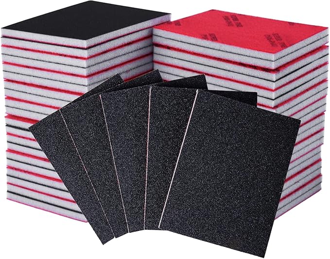 22 Pcs Sanding Sponge 120 Grit, Washable & Reusable Sanding Blocks for Wood, Metal, Drywall, Glazing, Wet Dry Sandpaper for Smooth Finishing