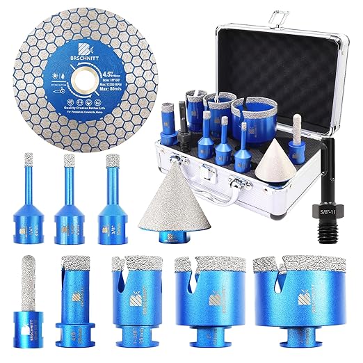 Diamond Core Drill Bit Set - BRSCHNITT Tile Hole Saw Kit 1/4" 3/8" 4/5" 1-3/8"2" 2-1/2" & 3/8" Finger Bit & 2" Chamfer Bit for Porcelain Tile Ceramic Marble Granite Diamond Blade