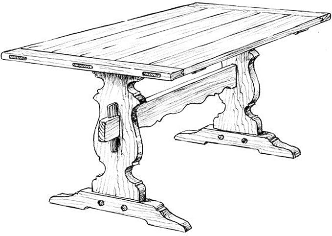 WOODCRAFT Project Paper Plan to Build Trestle Dining Table - Material Not Included