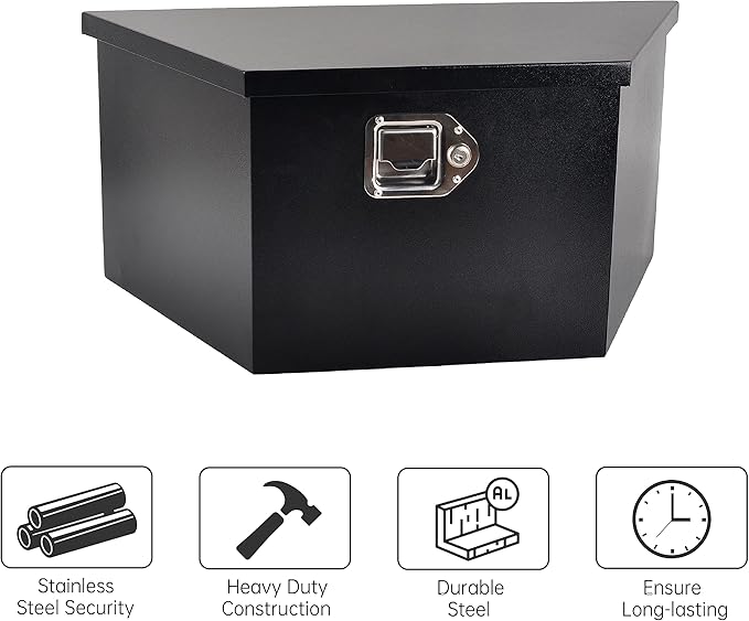 26’’ Trailer Tongue Tool Box, Steel Tool Storage Box for Trailer Tongue, Suitable for Truck, Trailer, Rv（26"*13.3"*12"-Black）
