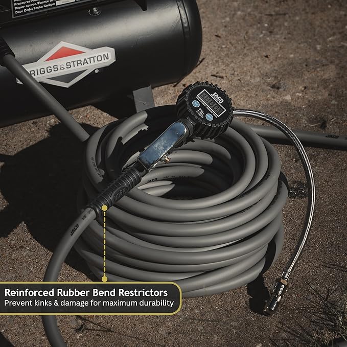 JACO FlexPro Hybrid Air Hose (3/8" x 50 ft) | Dual 1/4" M-NPT Fittings (Storm Gray)