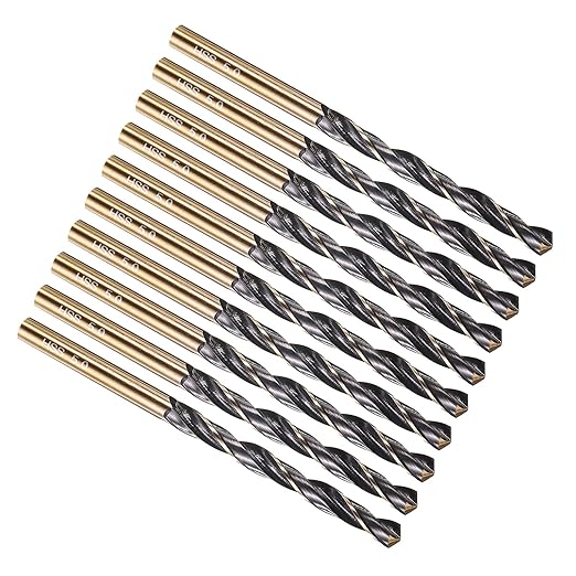 PATIKIL 5mm Drill Bit, Jobber Straight Shank 4341 High-Speed Steel 118째 Black and Gold Finish for Medium-Hard Metal Steel Acrylic - 10 Pack