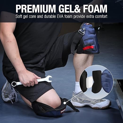 WORKPRO Knee Pads for Work, Construction Knee Pads, Safety Kneepads with Ergonomic Gel Cushion and Foam Padding for Gardening, Carpentry, Welding, Roofing, Cleaning