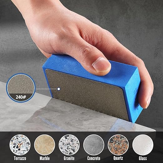 Diamond Hand Polishing Pads, 5PCS Diamond Sanding Pads 60/120/240/400/1000 Grit Sanding Block Foam Backing for Tile Glass Stone Marble Granite Ceramics Metal Wet&Dry (Plane)