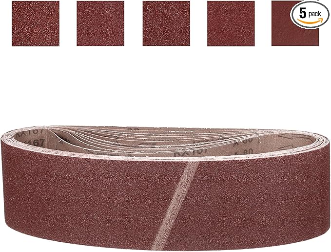 6 x 48 Inch Sanding Belt, 5 Pcs 80/120/150/240/400 Grit Knife Sharpener Belts Work Sharpening for Belt Sander Knife Carving Tool Metal Working