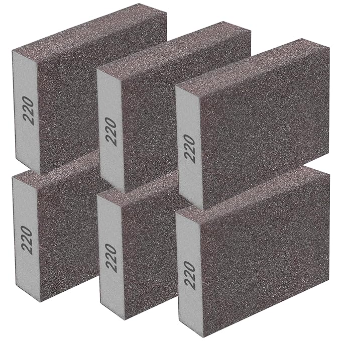 6Pcs Sanding Sponge 220 Grit Sanding Block Washable and Reusable for Wood, Metal, Wall Polish