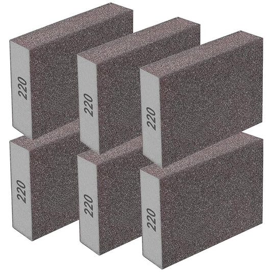 6Pcs Sanding Sponge 220 Grit Sanding Block Washable and Reusable for Wood, Metal, Wall Polish