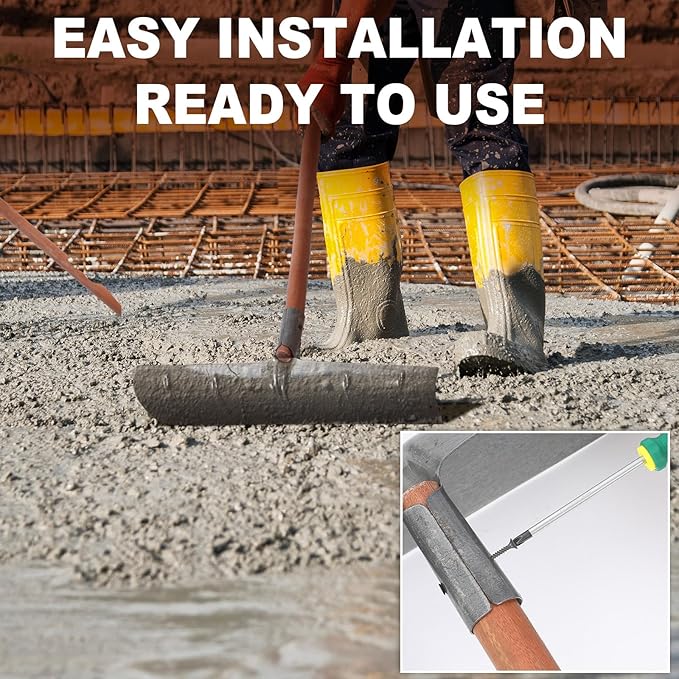 2 Pack 60 Inch Concrete Placer with 22 Inch Wide Steel Rake Head and Removable Wood Handle Concrete Rake Spreading Leveling Tool for Building Construction