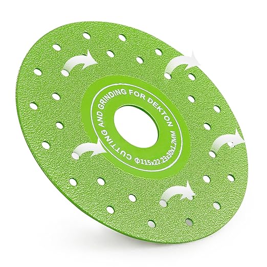 LOZLIN 3PCS 115MM Vacuum Brazed Ultra-Thin Multi-Pore Flat Abrasive Sheet Disc for Porcelain Glass Ceramic Tile Granite Marble Diamond Saw Blade (Green and Porous, 5)