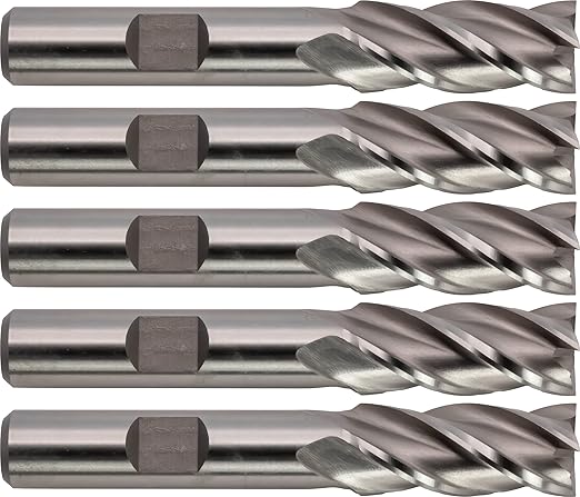 CME 5 pcs M42 Cobalt End Mills, Square Nose, Bright (Uncoated) Finish, 7/16" Mill Diameter, 1" Length of Cut, 2 11/16" Overall Length, 4 Flute, Center Cutting