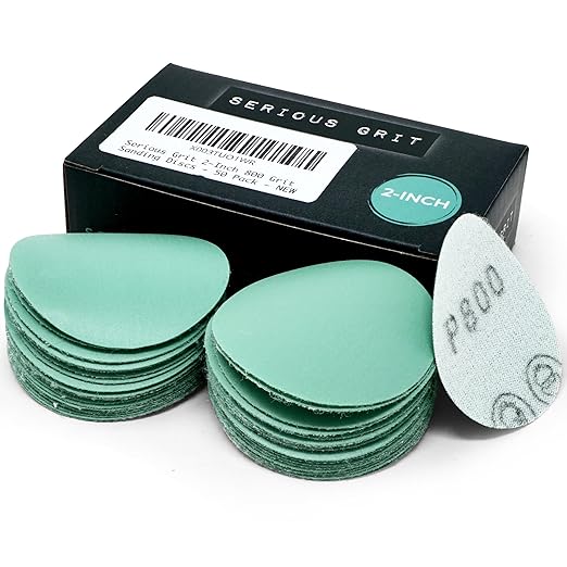 Serious Grit - 2-Inch 800 Grit Sanding Discs - Heavy-Duty Hook & Loop Film Discs - Sandpaper for Woodturning, Bowl Sanding & Power Tool Drill Attachment Sanding Pads - Pack of 50