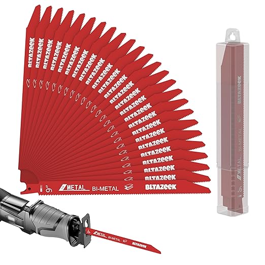 Bi-Metal Reciprocating Saw Blades 9 Inch 14/18 TPI, Durable Metal Cutting Blades for 1/16-5/16 Medium Metals, Premium Carbide Tipped Sawzall Blades, 25 Pack