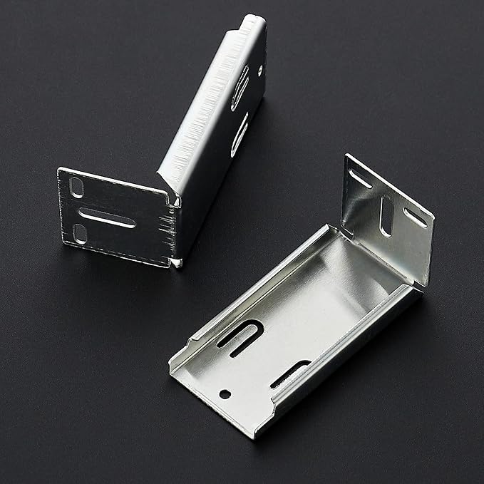 10 Pairs - 20 Pack Silver Heavy Duty Rear Mount Brackets for Soft Close Cabinet Drawer Slides, Metal Replacement Part for Full Extension Ball Bearing Side Mount Drawer Track Guide