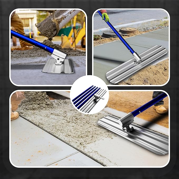 Bull Float Concrete Tools,48?쇺쇒??쇺?Magnesium Aluminum Alloy Concrete Float with 4 Combinable Handles,Concrete Bull Float with Carrying Toolbox,Trowel,Concrete Bull Float Kit for Concrete Finishing