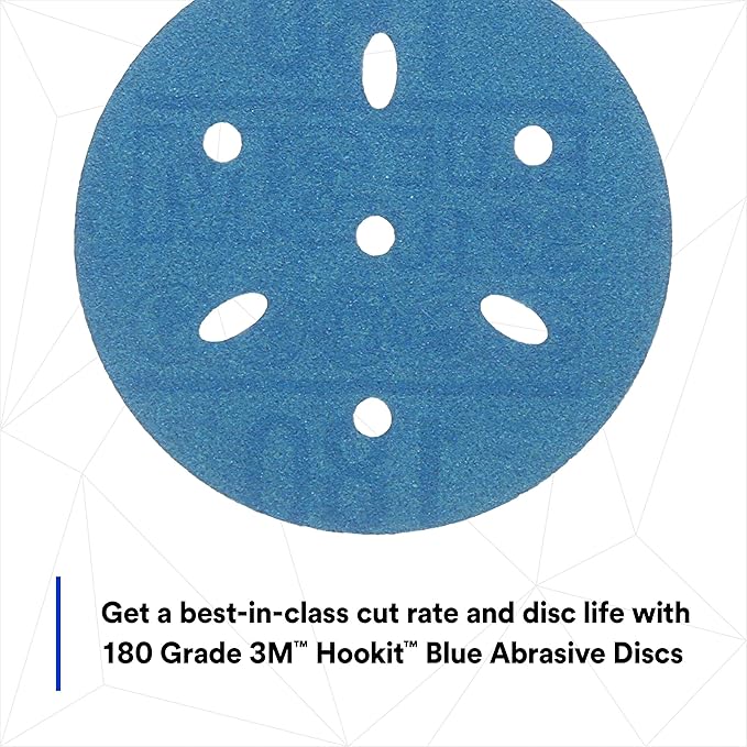3m 3M-36146 Hookit Blue Abrasive Disc Multi-hole, 3, 180 Grade