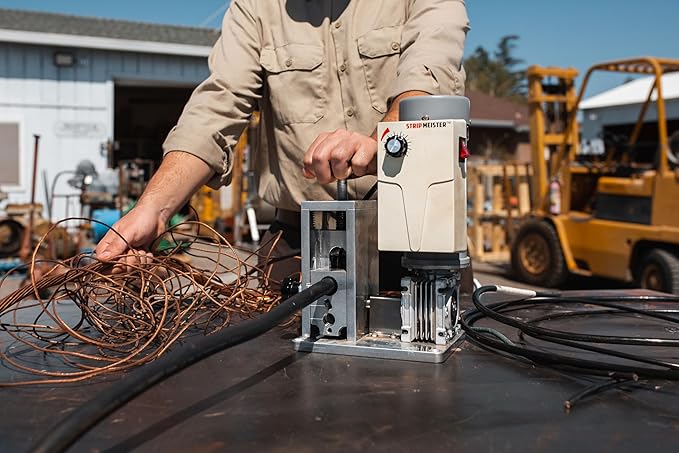 StripMeister E350x Electric Automatic Wire Stripping Machine ??Wire Size Up To 횠1", Jam-Free, Ultra Fast Scrap Wire Stripper with Ultra Grip Feeders for Copper Wires