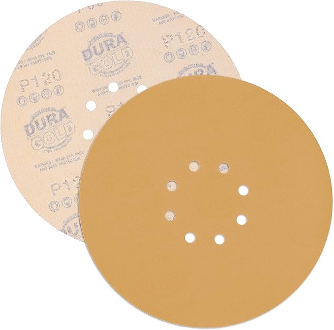 Dura-Gold Premium 9" Drywall Sanding Discs Variety Pack Box - 60, 80, 120, 180, 240 Grit (2 Discs Each, 10 Total) - 8 Hole Pattern Sandpaper Discs with Hook & Loop Backing, Fast Cut For Power Sander