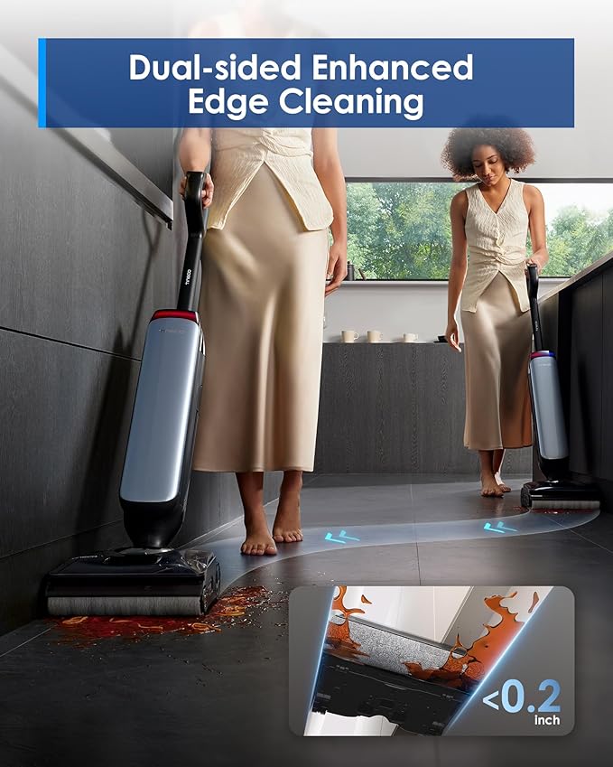 Tineco Floor One S9 Artist Pro Wet Dry Vacuum Cleaner, 22kPa Suction, 360째 SmoothDrive, Anti-Tangle Design, 185째F Flashdry, 75 Min Runtime, Dual-Edge Cleaning, 180째 Lay-Flat