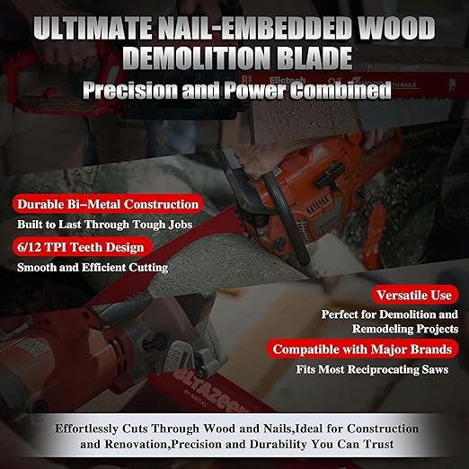 Bi-Metal Reciprocating Saw Blades 9 Inch 14/18 TPI, Durable Metal Cutting Blades for 1/16-5/16 Medium Metals, Premium Carbide Tipped Sawzall Blades, 25 Pack
