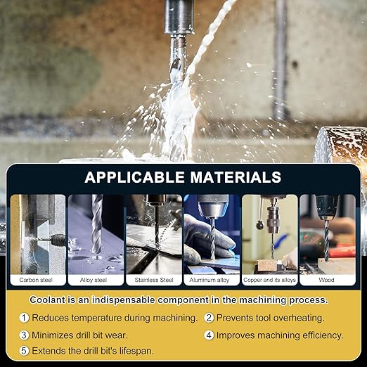 PATIKIL 5.2mm Drill Bit, Jobber Straight Shank M35 Cobalt 5% High-Speed Steel 135째 Gold Finish for Stainless Steel Hard Metal - 10 Pack