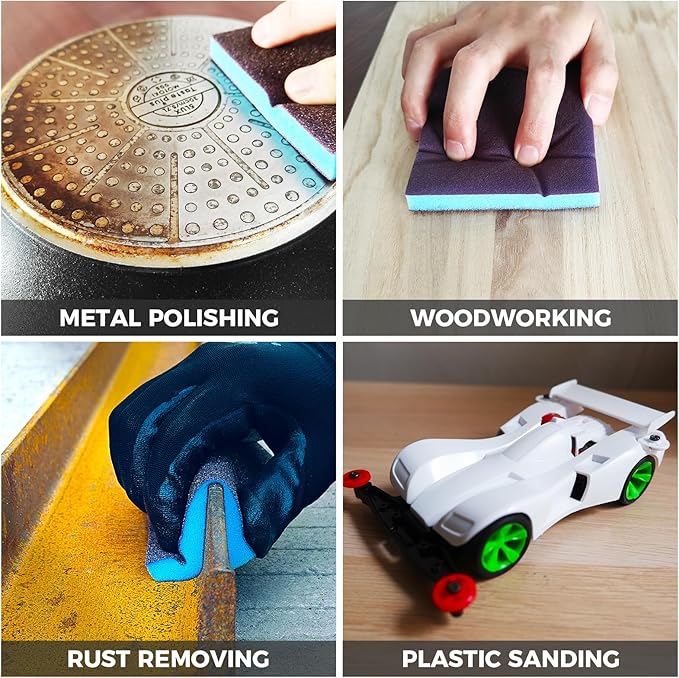 18pcs Sanding Sponge 220 grit Soft Sanding Block Washable and Reusable, Double-Sided Sponge Sanding Blocks Wet Dry Sandpaper Pad for Wood Metal FurniturePaint