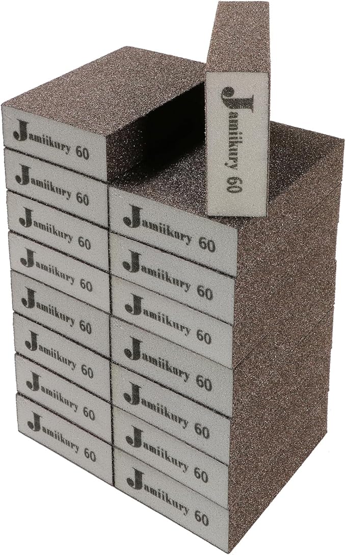 16Pcs 60 Grit Sanding Blocks, Jamiikury Coarse Sanding Sponge Washable and Reusable, Wet Dry Sandpaper Sponge for Wood Metal FurniturePaint and Drywall