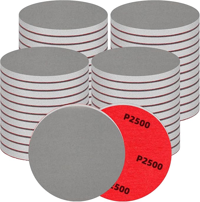 48 Pcs 3 inch Round Sanding Sponge 2500 Grit Sandpaper Assortment, Washable & Reusable Foam Sanding Pads for Wood, Metal, Hook and Loop Sanding Discs
