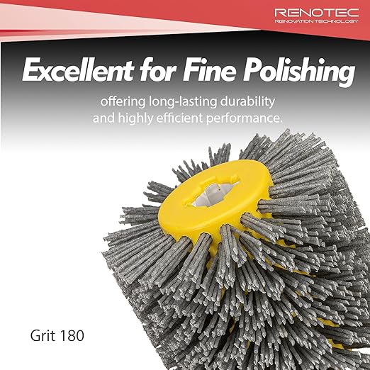 Nylon Bristle Drum, Grit 180, 4.33" x 4", 110x100mm, Scale and Rust Stripping, for Burnishing Polishing Machine