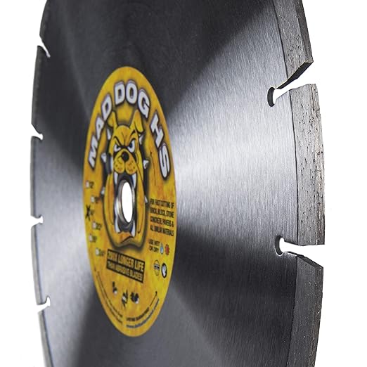 Delta Diamond Mad Dog HS 14 Inch Segmented Diamond Saw Blade, .125 X 1-20mm Arbor, Made in USA, Premium, Wet/Dry, Laser-Welded, General Purpose Cutting Concrete, Masonry, Stone (14")