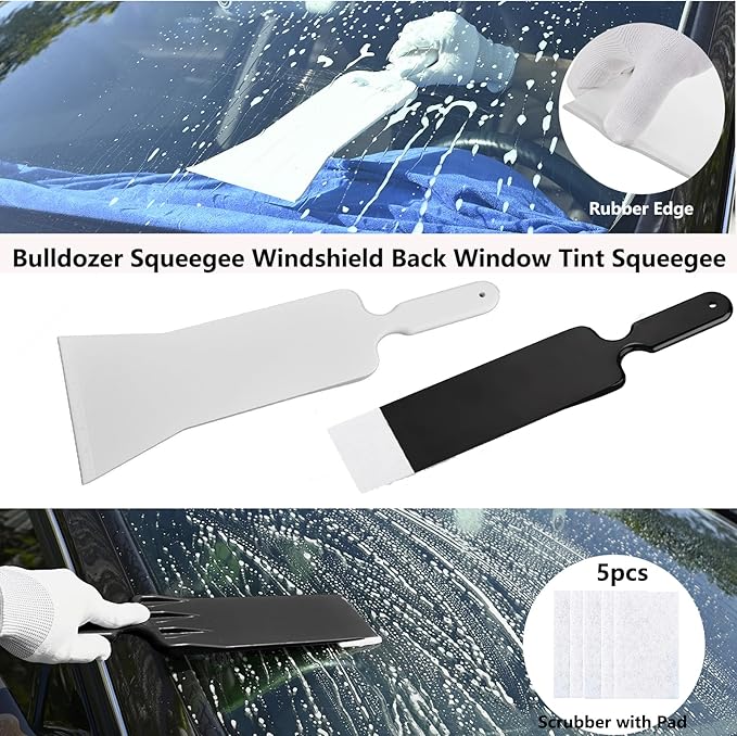 EHDIS Window Tint Kit Vinyl Wrap Tool with Bulldozer Squeegee,Windshield Back Tint Scraper, Small Rubber Squeegee, Wrap Stick, Film Cutter for Car Wrapping Window Film Installation