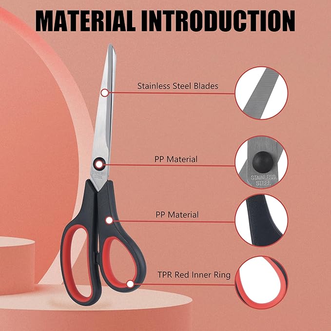 Lichamp 8.5??Scissors, 12-Pack Multipurpose Sharp Scissor, Comfort Grip Handles Household for Office, School, Home and Arts