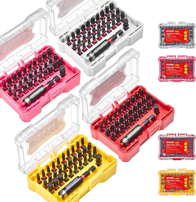 128Pieces Impact Screwdriver Bits Set, S2 Steel Magnetic Phillips/Slotted/Square/Security Torx/HEX Muliti Insert Bits Tips Set with Impact Bit Holder and 1/4?쒾ocket Adapter(Storage Box Case)
