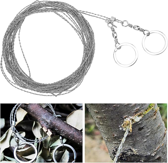 Pocket Wire Saw,Portable 10m Steel Wire Universal Stainless Steel Saw Survival Hand Saw Tool for Cutting Trees, Wood, Camping, Hiking, Outdoors Emergency