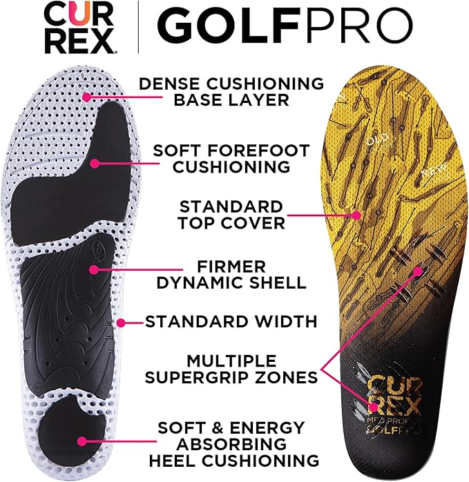 CURREX GolfPro Insoles for Golf Shoes ??Arch Support Inserts to Improve Balance, Stability, Comfort & Performance, Help with Foot & Heel Pain Relief ??for Men & Women ??High Arch, 2XL