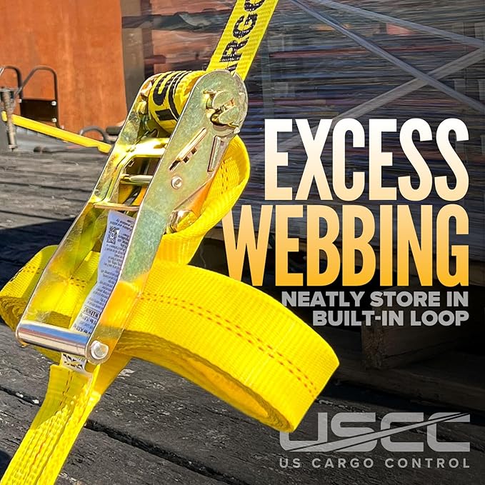 US Cargo Control Wire Hook Ratchet Straps 2 Inch x 30 Foot (4-Pack), 10,000 LBS Break Strength, Ratchet Straps Heavy Duty with Double J Hooks, Cargo Tie Downs for Flatbed Trailers and Trucks